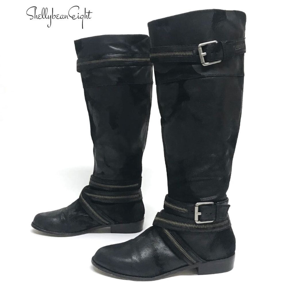 MICHAEL KORS Tall Moto Riding ZIPPER Boots 7.5 WOW